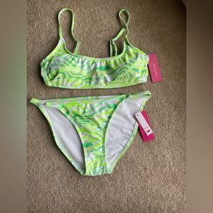 Size small new with tags green and white design bikini swimsuit
